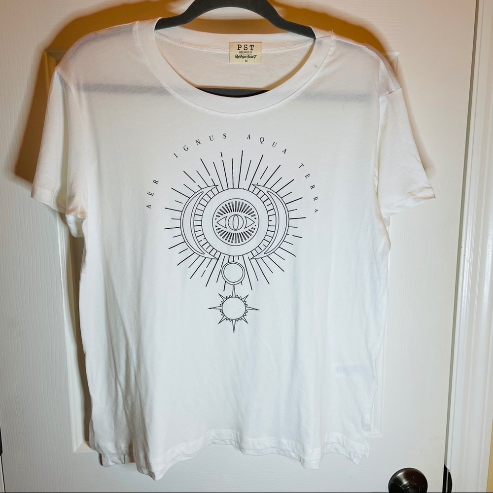 Latin Graphic Tee Short Sleeve White Sz M